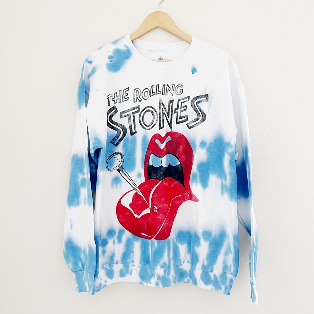 NEW The Rolling Stones Tie Dye Crew Neck Sweatshirt